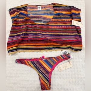 Ale’ by Alessandra Bahia Coastal Striped Swim Set, NWT